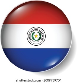 Flag Button Badge Round Glossy Icon Vector Set EPS Paraguay