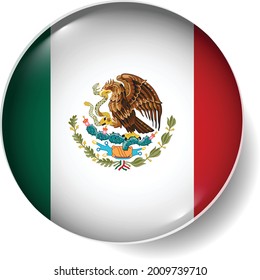 Flag Button Badge Round Glossy Icon Vector Set EPS Mexico