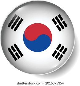 Flag Button Badge Round Glossy Icon Vector Set EPS South Korea