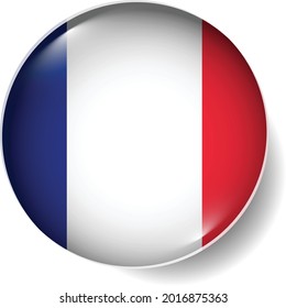 Flag Button Badge Round Glossy Icon Vector Set EPS France