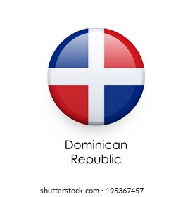 Flag button of Dominican Republic over isolated white background
