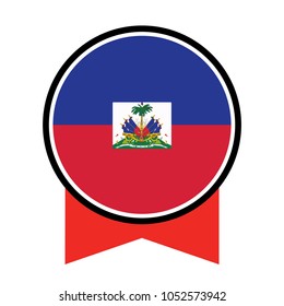 Flag button series of all sovereign countries - Haiti, Haiti icon circle isolated on white background. Port au Prince icon illustration.