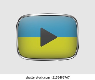 Flag button Ukraine. Live streaming icon. Ukraine flag concept. Yellow and blue symbol and button of live streaming, broadcasting, online stream. template for tv, shows, movies and live performances. 