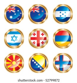 Flag buttons mix set. Vector, each in separated layer.