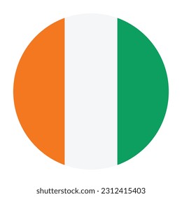 La bandera de C ô te d'Ivoire. Icono de marca. Colores estándar. Bandera circular. Ilustración del equipo. Ilustraciones digitales. Ilustración vectorial.