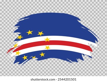 Bandeira de Cabo Verde com efeito de pincel de traço de tinta aflita em plano de fundo isolado