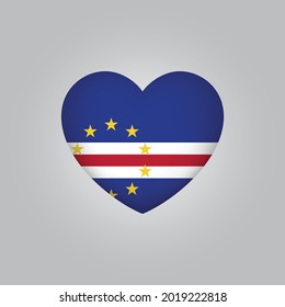 Flag of Cabo Verde in heart. Cabo Verde flag vector. Love Cabo Verde symbol