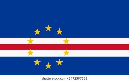 The flag of cabo verde. Flag icon. Standard color. Standard size. A rectangular flag. Computer illustration. Digital illustration. Vector illustration.