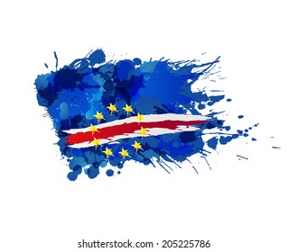 Flag of Cabo Verde made of colorful splashes