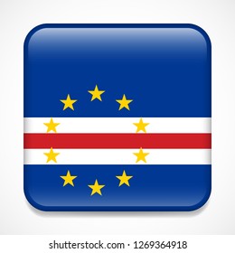 Flag of Cabo Verde. Square glossy badge
