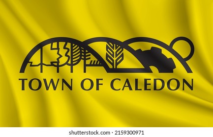 Flag of Caledon, Ontario, Canada. Realistic waving flag of Caledon vector background.