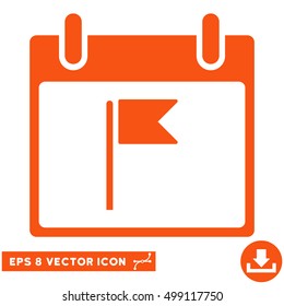 Flag Calendar Day icon. Vector EPS illustration style is flat iconic symbol, orange color.