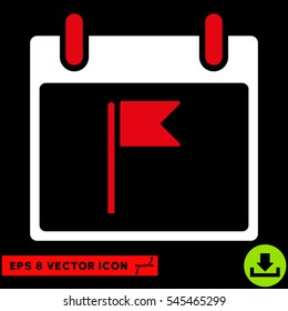 Flag Calendar Day icon. Vector EPS illustration style is flat iconic bicolor symbol, red and white colors.
