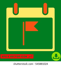 Flag Calendar Day icon. Vector EPS illustration style is flat iconic bicolor symbol, orange and yellow colors.