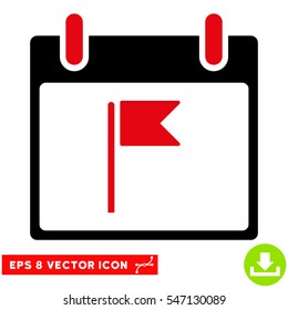 Flag Calendar Day icon. Vector EPS illustration style is flat iconic bicolor symbol, intensive red and black colors.