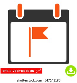 Flag Calendar Day icon. Vector EPS illustration style is flat iconic bicolor symbol, orange and gray colors.