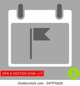 Flag Calendar Day icon. Vector EPS illustration style is flat iconic bicolor symbol, dark gray and white colors.