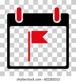 Flag Calendar Day icon. Vector illustration style is flat iconic bicolor symbol, intensive red and black colors, transparent background. Designed for web and software interfaces.