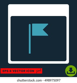 Flag Calendar Page icon. Vector EPS illustration style is flat iconic bicolor symbol, blue and white colors.