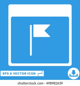 Flag Calendar Page icon. Vector EPS illustration style is flat iconic symbol, white color.