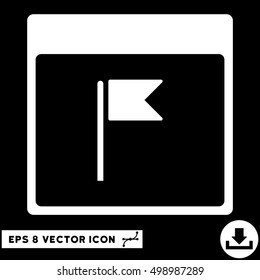 Flag Calendar Page icon. Vector EPS illustration style is flat iconic symbol, white color.