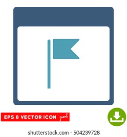 Flag Calendar Page icon. Vector EPS illustration style is flat iconic bicolor symbol, cyan and blue colors.