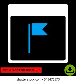 Flag Calendar Page icon. Vector EPS illustration style is flat iconic bicolor symbol, blue and white colors.