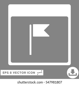 Flag Calendar Page icon. Vector EPS illustration style is flat iconic symbol, white color.