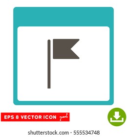 Flag Calendar Page icon. Vector EPS illustration style is flat iconic bicolor symbol, grey and cyan colors.