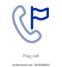Flag call and landline icon concept