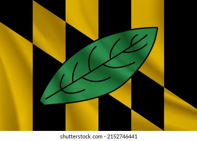 Flag of Calvert County, Maryland, USA. Realistic waving flag of Calvert County vector background.