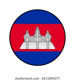 Flag of Cambodia. Black edge. Cambodia circle flag logo icon computer vector illustration design.
