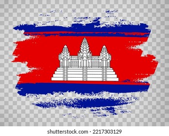 Fondo del pincel de la bandera de Camboya.  Bandera de Camboya en fondo transparente para el diseño de tu sitio web, aplicación, UI.  Vector de material. EPS10.