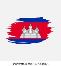 Flag of Cambodia with brush stroke effect, Cambodia flag template design. Vector Eps 10