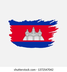 Flag of Cambodia with brush stroke effect, Cambodia flag template design. Vector Eps 10