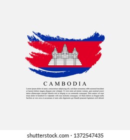 Flag of Cambodia with brush stroke effect, Cambodia flag template design. Vector Eps 10