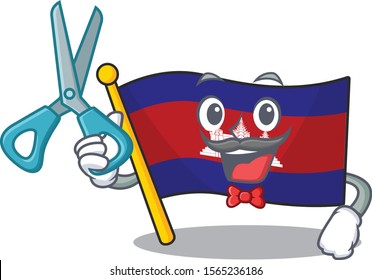 Flag cambodia cartoon with in barber character