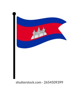 Bandeira do Camboja. Bandeira do Camboja computador digital vetor ilustração ícone design. Bandeira de mastro flutuante.