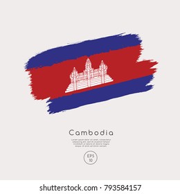 Flag of Cambodia in Grunge Brush Stroke : Vector Illustration