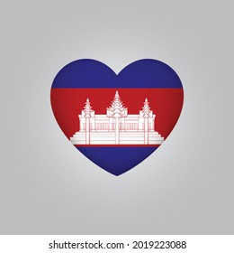 Flag of Cambodia in heart. Cambodian flag vector. Love Cambodia symbol