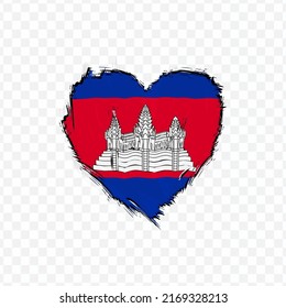 Flag Of Cambodia in love texture brush  with transparent background, vector illustration in eps file