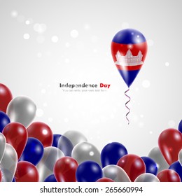 Flag of Cambodia on balloon. Celebration and gifts. Ribbon in the colors are twisted. Independence Day. Balloons on the feast of the national