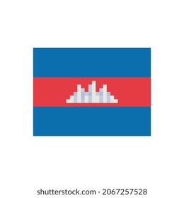 Flag Cambodia. Pixel art. Stickers design. Isolated vector illustration. 