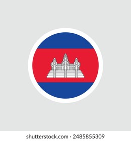 Flag of Cambodia. Red and blue flag with a temple. State symbol of the Kingdom of Cambodia.