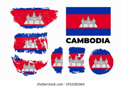 Flag of Cambodia. Template for award design, an official document with the flag of Cambodia and other uses. Bright, colorful vector illustration. 