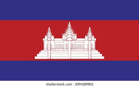 Bandera de Camboya. Vector. Dimensiones precisas, proporciones de elementos y colores.