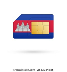 Flag of Cambodia. Vector illustration of SIM Card with flag on white background