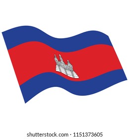 Flag of Cambodia. Waving flag 