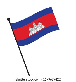 Flag of Cambodia , Cambodia flag waving isolated vector illustration