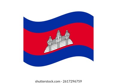 Flag of Cambodia. Cambodia wavy flag digital vector illustration. Fluttering flag.